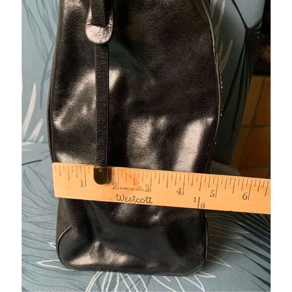 BADGLEY MISCHKA BLACK MIRANDA HOUNDSTOOTH CALF HAIR LEATHER PURSE SHOULDER BAG - Picture 10 of 10